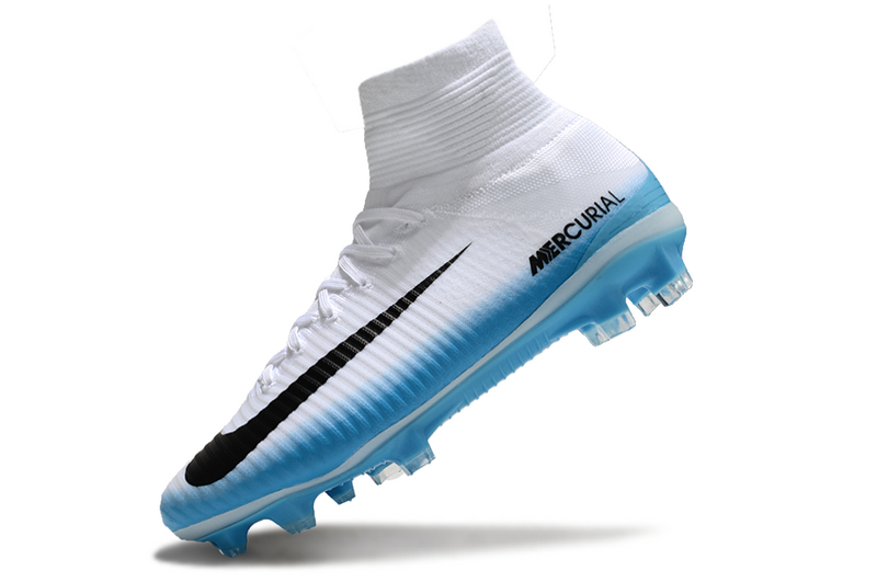 CHUTEIRA NIKE MERCURIAL SUPERFLY 5 ELITE CAMPO - BRANCA E AZUL
