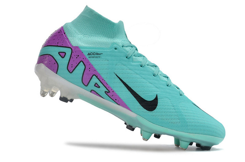 CHUTEIRA NIKE AIR ZOOM MERCURIAL SUPERFLY 9 ELITE TRAVA MISTA FIXA " READY" - CIANO E ROXA