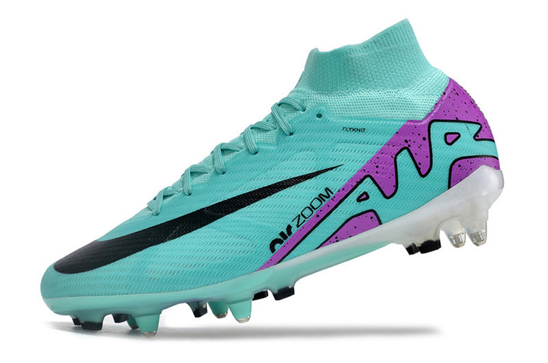 CHUTEIRA NIKE AIR ZOOM MERCURIAL SUPERFLY 9 ELITE TRAVA MISTA FIXA " READY" - CIANO E ROXA
