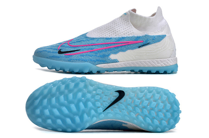 CHUTEIRA NIKE PHANTOM GX DYNAMIC FIT ELITE SOCIETY - AZUL E BRANCA