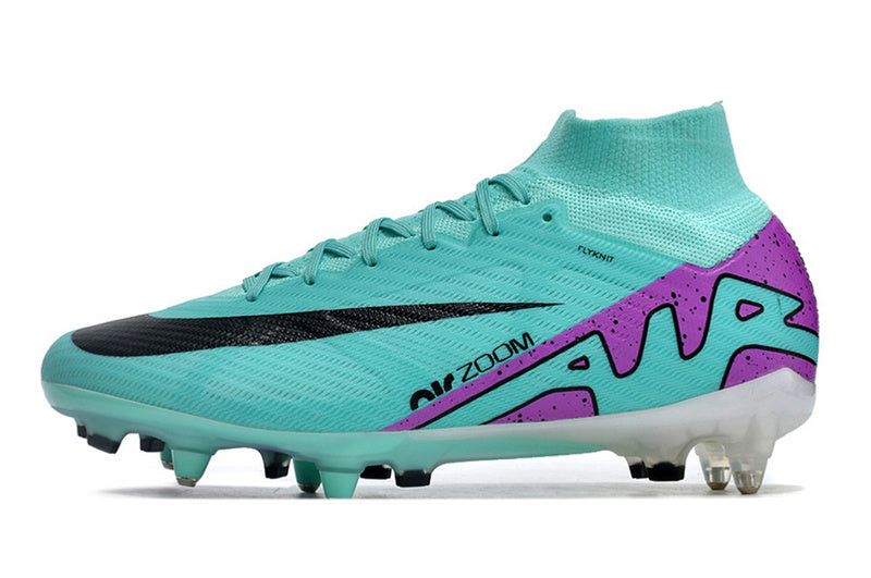CHUTEIRA NIKE AIR ZOOM MERCURIAL SUPERFLY 9 ELITE TRAVA MISTA FIXA " READY" - CIANO E ROXA