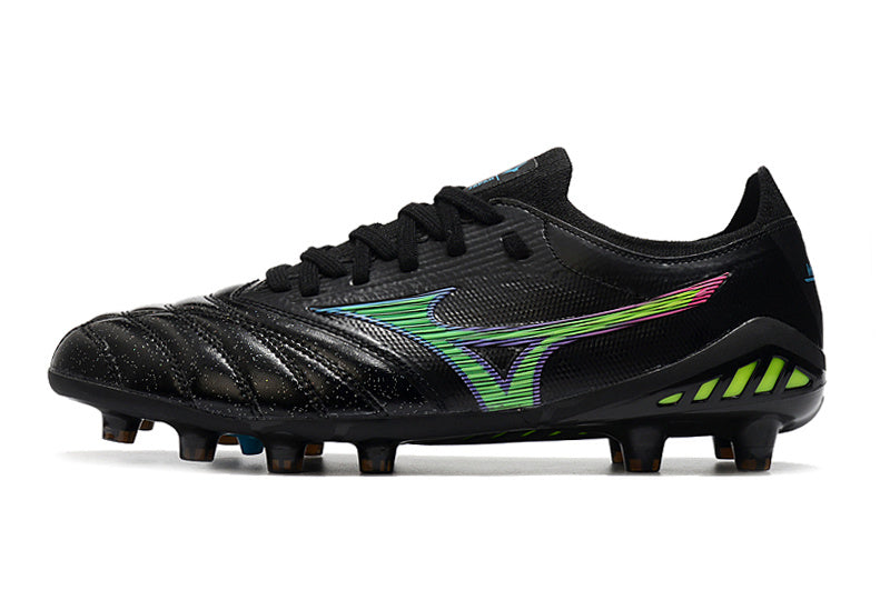 CHUTEIRA MIZUNO MORELIA NEO III JAPAN CAMPO - PRETA E VERDE
