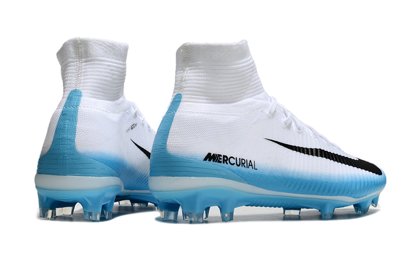 CHUTEIRA NIKE MERCURIAL SUPERFLY 5 ELITE CAMPO - BRANCA E AZUL