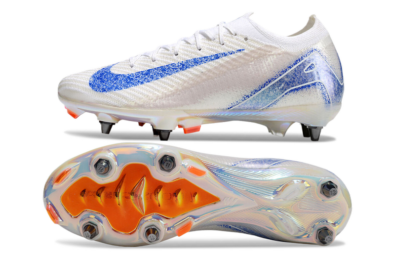 CHUTEIRA NIKE AIR ZOOM MERCURIAL VAPOR 16 ELITE TRAVA MISTA "BLUEPRINT" - BRANCA E AZUL