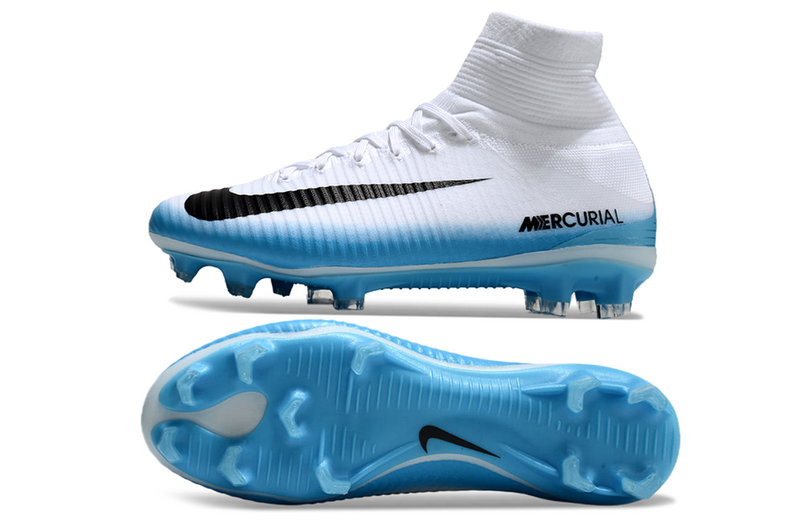 CHUTEIRA NIKE MERCURIAL SUPERFLY 5 ELITE CAMPO - BRANCA E AZUL