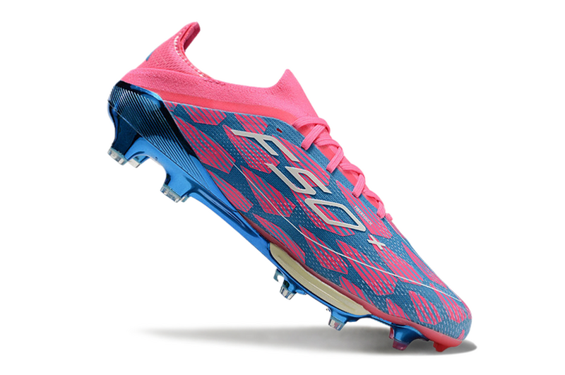 CHUTEIRA ADIDAS F50.1 LIGHTSTRIKE PRO ELITE CAMPO "REEMERGENCE" - ROSA E AZUL
