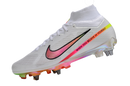 CHUTEIRA NIKE AIR ZOOM MERCURIAL SUPERFLY 9 ELITE TRAVA MISTA "RASHFORD" - BRANCA E ROSA