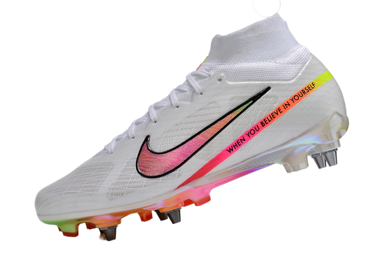 CHUTEIRA NIKE AIR ZOOM MERCURIAL SUPERFLY 9 ELITE TRAVA MISTA "RASHFORD" - BRANCA E ROSA