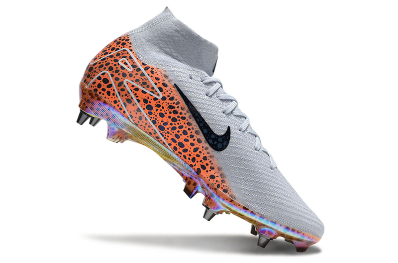 CHUTEIRA NIKE AIR ZOOM MERCURIAL SUPERFLY 10 ELITE TRAVA MISTA "ELECTRIC" - BRANCA E LARANJA