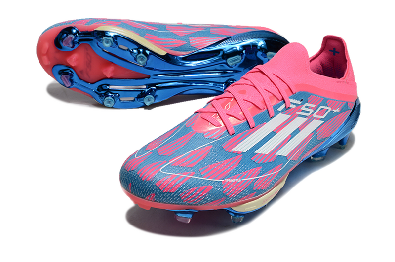 CHUTEIRA ADIDAS F50.1 LIGHTSTRIKE PRO ELITE CAMPO "REEMERGENCE" - ROSA E AZUL