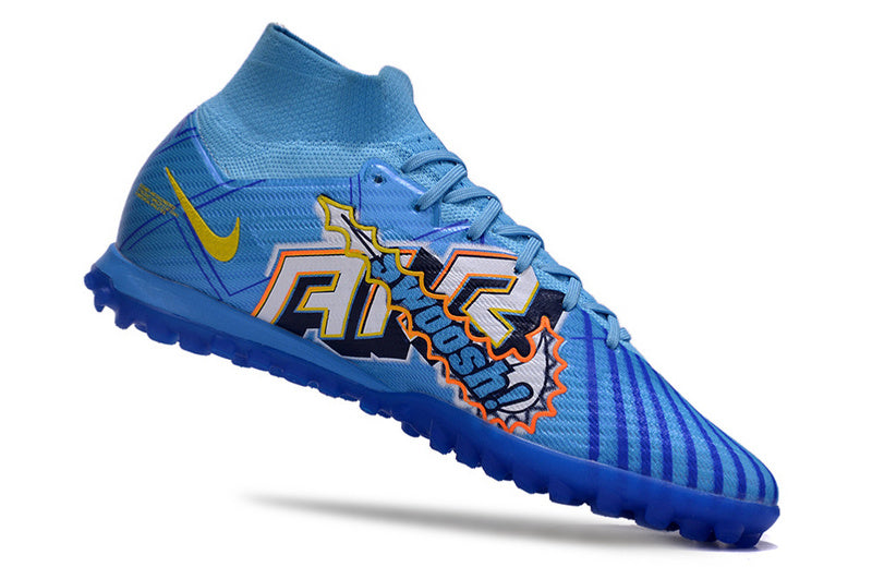 CHUTEIRA NIKE MERCURIAL AIR ZOOM SUPERFLY 9 ELITE SOCIETY "MBAPPE COMIC" - AZUL