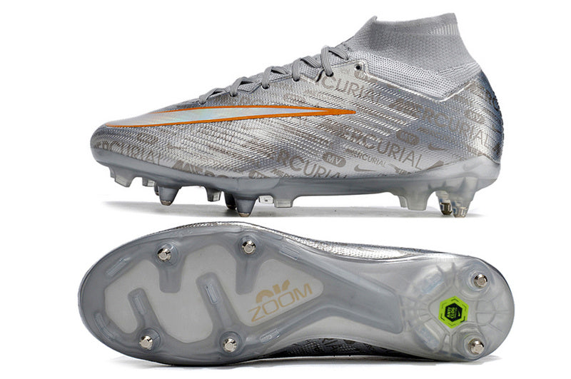 CHUTEIRA NIKE AIR ZOOM MERCURIAL SUPERFLY 9 ELITE TRAVA MISTA FIXA "XXV" - PRATA
