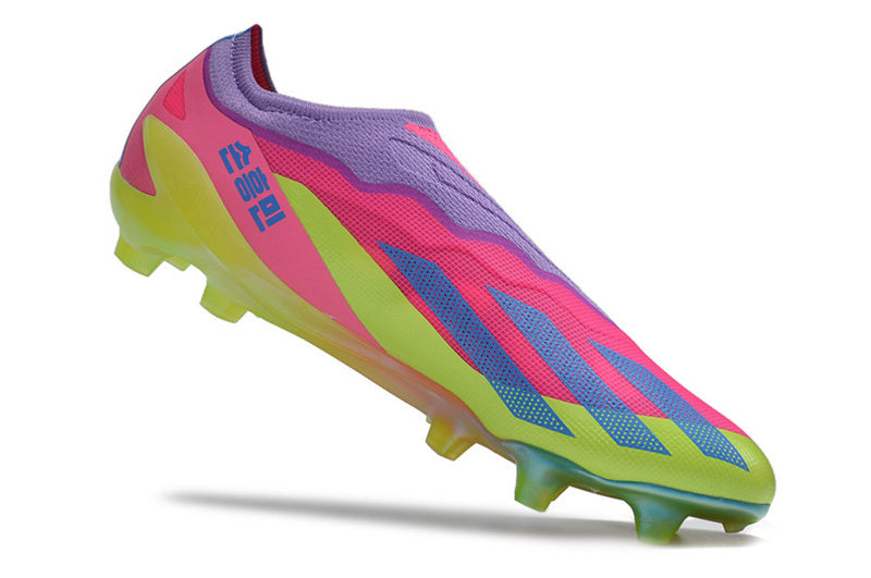 CHUTEIRA ADIDAS X CRAZYFAST+ CAMPO "SON" - ROSA E VERDE