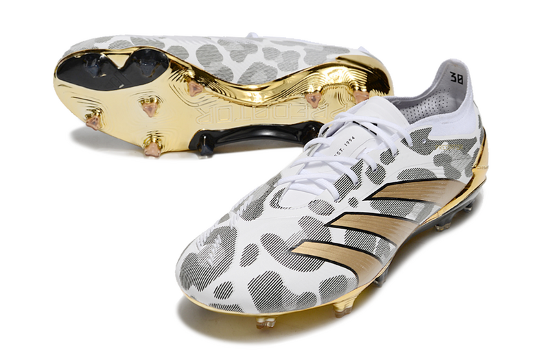 ADIDAS PREDATOR 24 ELITE CAMPO "GENERATION PRED 2.0" - BRANCA E DOURADA
