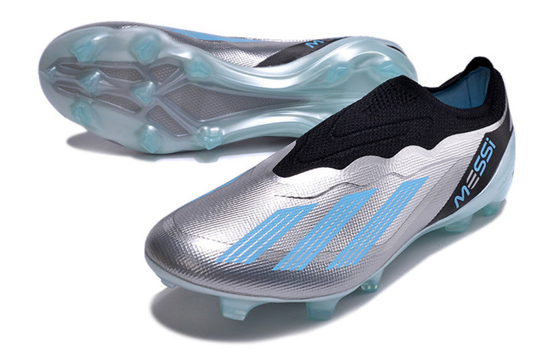 CHUTEIRA ADIDAS X CRAZYFAST LACELESS CAMPO "INFINITO" - PRETA E AZUL