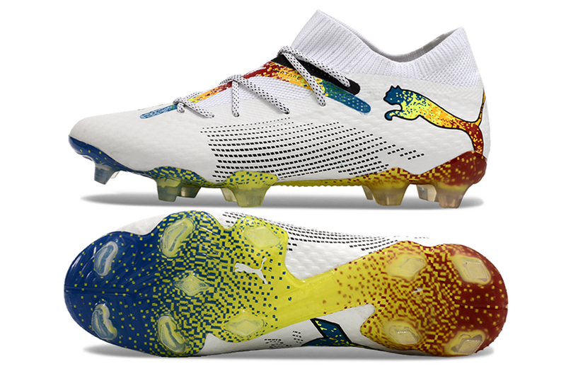 CHUTEIRA PUMA FUTURE 7 ULTIMATE CAMPO - BRANCA E AMARELA