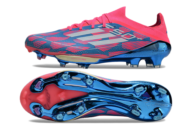CHUTEIRA ADIDAS F50.1 LIGHTSTRIKE PRO ELITE CAMPO "REEMERGENCE" - ROSA E AZUL