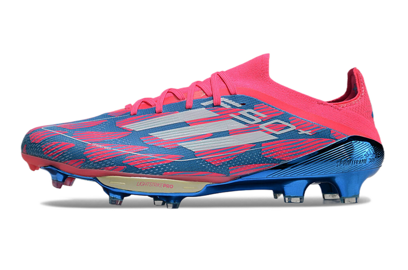 CHUTEIRA ADIDAS F50.1 LIGHTSTRIKE PRO ELITE CAMPO "REEMERGENCE" - ROSA E AZUL