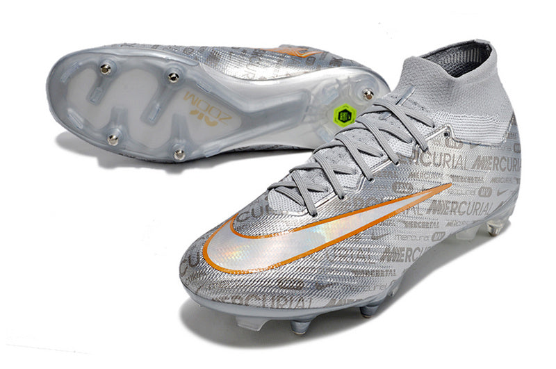 CHUTEIRA NIKE AIR ZOOM MERCURIAL SUPERFLY 9 ELITE TRAVA MISTA FIXA "XXV" - PRATA