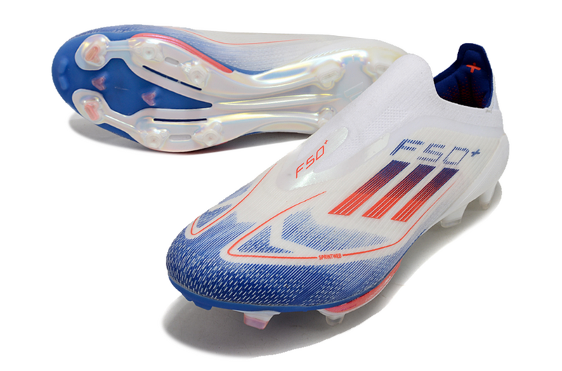 CHUTEIRA ADIDAS F50 LACELESS LIGHTSTRIKE PRO ELITE CAMPO "ADVACEMENT" – BRANCA E COLORIDA
