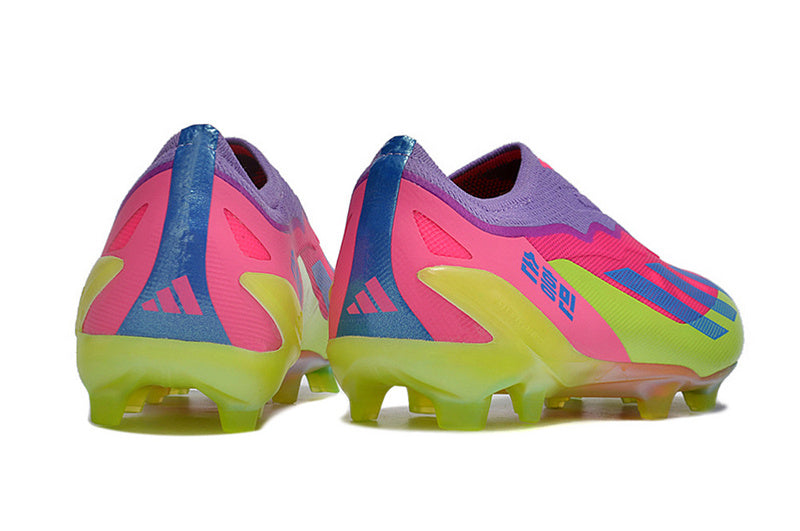 CHUTEIRA ADIDAS X CRAZYFAST+ CAMPO "SON" - ROSA E VERDE