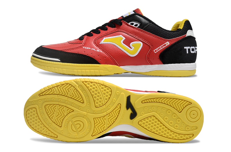 CHUTEIRA JOMA TOP FLEX FUTSAL - PRETA E VERMELHA