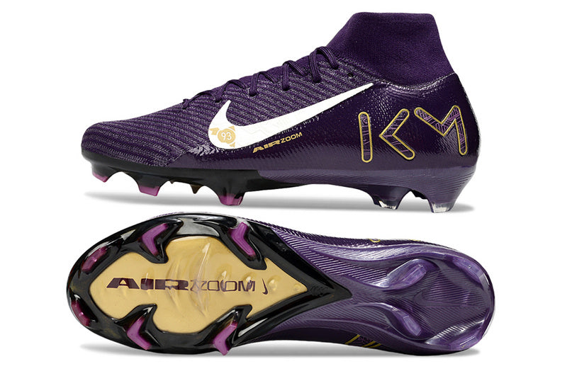 CHUTEIRA NIKE AIR ZOOM MERCURIAL SUPERFLY 10 ELITE CAMPO "MBAPPÉ" - ROXA E AMARELA