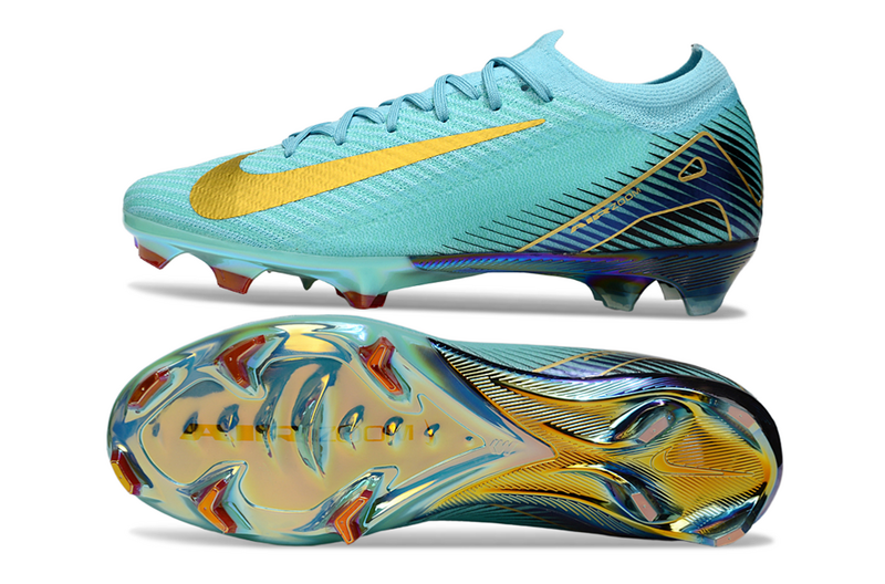 CHUTEIRA NIKE AIR ZOOM MERCURIAL VAPOR 16 ELITE CAMPO - VERDE E DOURADA
