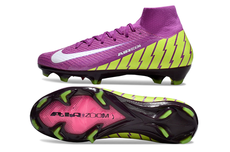 CHUTEIRA NIKE AIR ZOOM MERCURIAL SUPERFLY 10 ELITE CAMPO - ROXA E VERDE
