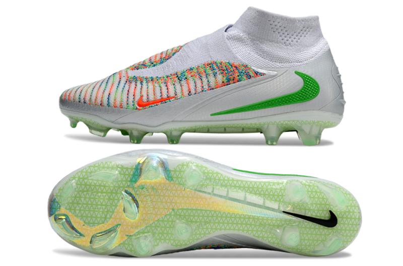 CHUTEIRA NIKE PHANTOM 6 HIGH ELITE CAMPO - BRANCA E COLORIDA
