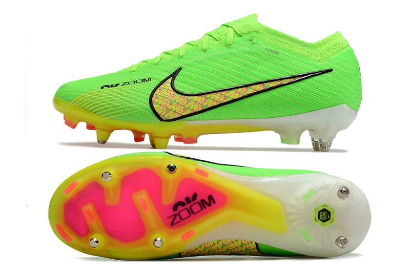 CHUTEIRA NIKE AIR ZOOM MERCURIAL VAPOR 15 ELITE TRAVA MISTA FIXA - VERDE E AMARELA
