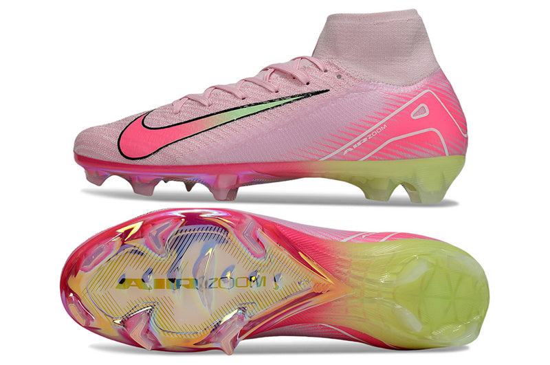 CHUTEIRA NIKE AIR ZOOM MERCURIAL SUPERFLY 10 ELITE CAMPO - ROSA E AMARELA