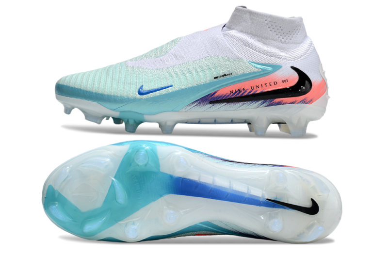 CHUTEIRA NIKE PHANTOM 6 ELITE CAMPO "UNITED 002" - BRANCA E AZUL