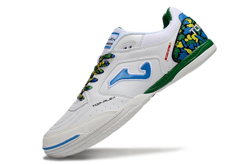 CHUTEIRA JOMA TOP FLEX FUTSAL - BRANCA E AZUL
