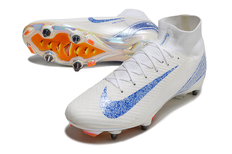 CHUTEIRA NIKE AIR ZOOM MERCURIAL SUPERFLY 10 ELITE TRAVA MISTA "BLUEPRINT" - BRANCA E AZUL