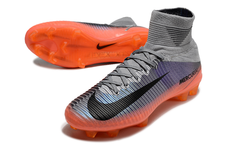 CHUTEIRA NIKE MERCURIAL SUPERFLY 5 ELITE CAMPO - CINZA E LARANJA