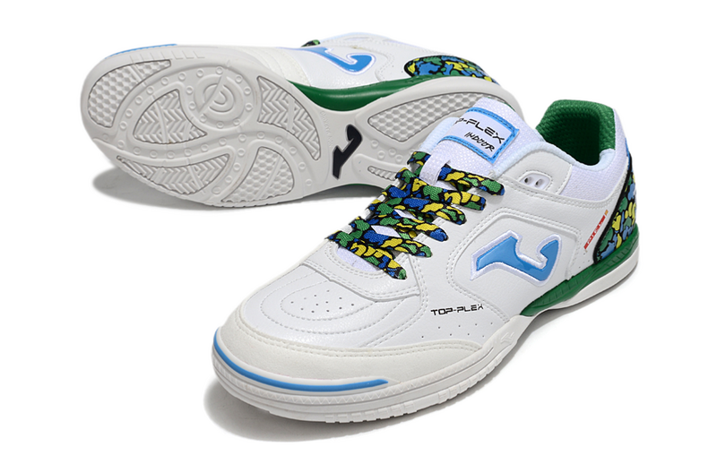 CHUTEIRA JOMA TOP FLEX FUTSAL - BRANCA E AZUL