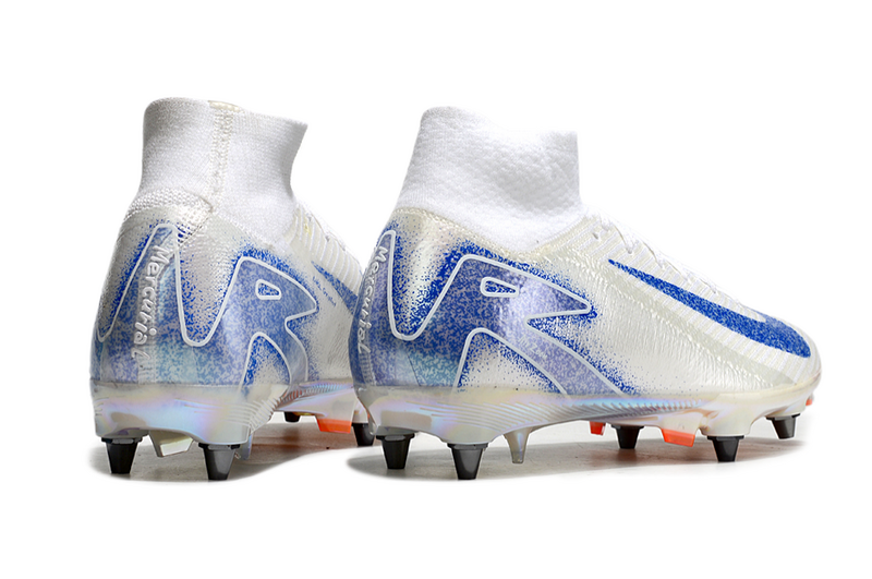 CHUTEIRA NIKE AIR ZOOM MERCURIAL SUPERFLY 10 ELITE TRAVA MISTA "BLUEPRINT" - BRANCA E AZUL
