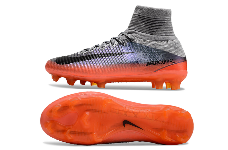 CHUTEIRA NIKE MERCURIAL SUPERFLY 5 ELITE CAMPO - CINZA E LARANJA