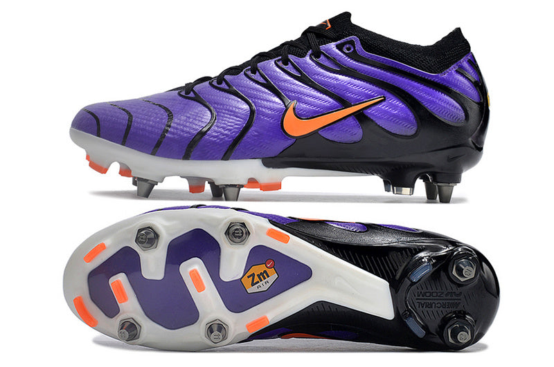 CHUTEIRA NIKE AIR ZOOM MERCURIAL VAPOR 15 ELITE TRAVA MISTA "AIR MAX TN" - ROXA E PRETA