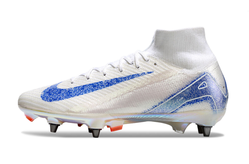 CHUTEIRA NIKE AIR ZOOM MERCURIAL SUPERFLY 10 ELITE TRAVA MISTA "BLUEPRINT" - BRANCA E AZUL