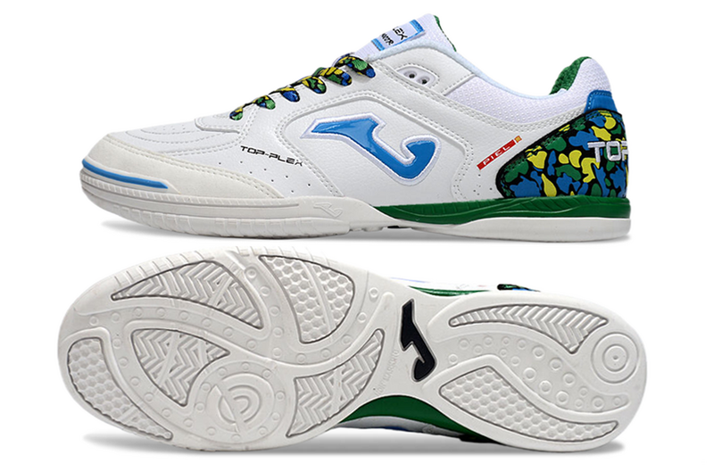CHUTEIRA JOMA TOP FLEX FUTSAL - BRANCA E AZUL