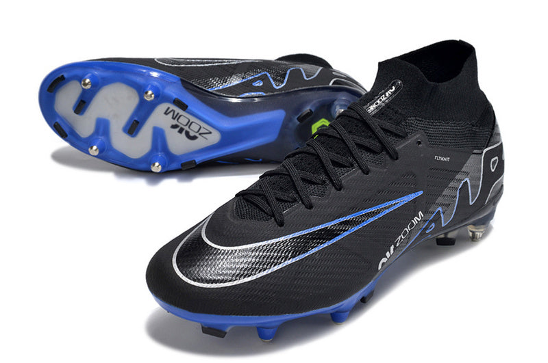 CHUTEIRA NIKE AIR ZOOM MERCURIAL SUPERFLY 9 ELITE TRAVA MISTA FIXA "SHADOW" - PRETA E AZUL