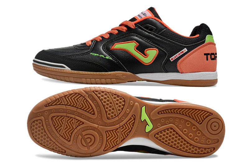 CHUTEIRA JOMA TOP FLEX FUTSAL - PRETA E LARANJA