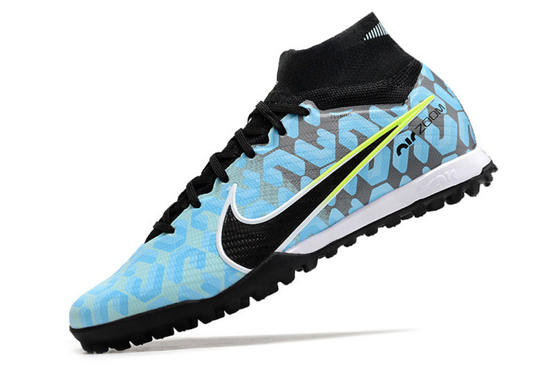 CHUTEIRA NIKE MERCURIAL AIR ZOOM SUPERFLY 9 ELITE SOCIETY - AZUL E PRETA