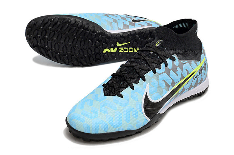 CHUTEIRA NIKE MERCURIAL AIR ZOOM SUPERFLY 9 ELITE SOCIETY - AZUL E PRETA