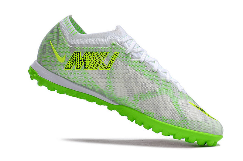 CHUTEIRA NIKE MERCURIAL AIR ZOOM VAPOR 15 ELITE SOCIETY - BRANCA E VERDE