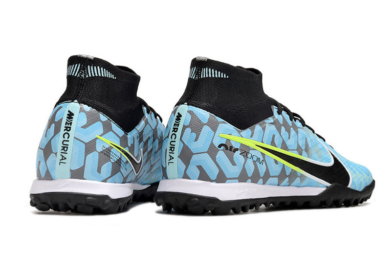 CHUTEIRA NIKE MERCURIAL AIR ZOOM SUPERFLY 9 ELITE SOCIETY - AZUL E PRETA