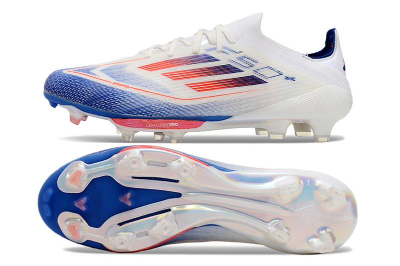 CHUTEIRA ADIDAS F50.1 LIGHTSTRIKE PRO ELITE CAMPO "ADVANCEMENT" - BRANCA E COLORIDA