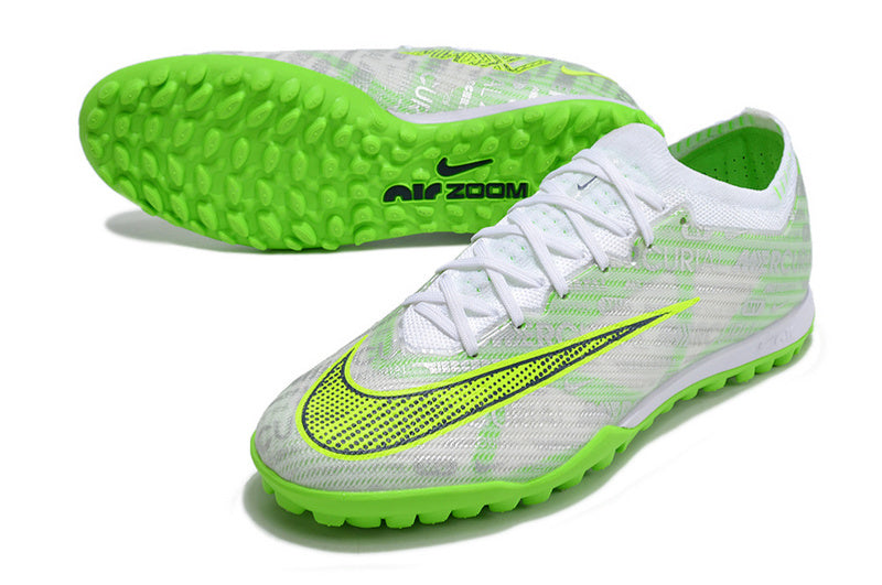 CHUTEIRA NIKE MERCURIAL AIR ZOOM VAPOR 15 ELITE SOCIETY - BRANCA E VERDE